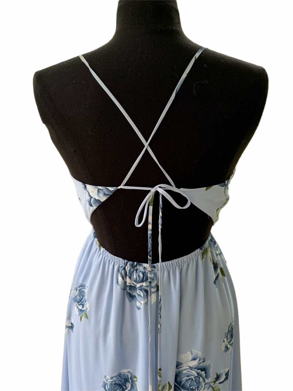 Lulu’s Kind And Loving Light Blue Floral Backless Maxi Dress Size Small - Picture 7 of 15